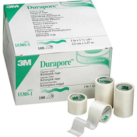 3M Medical Tape Durapore 1 x 15 yds White, PK100 1538S-1